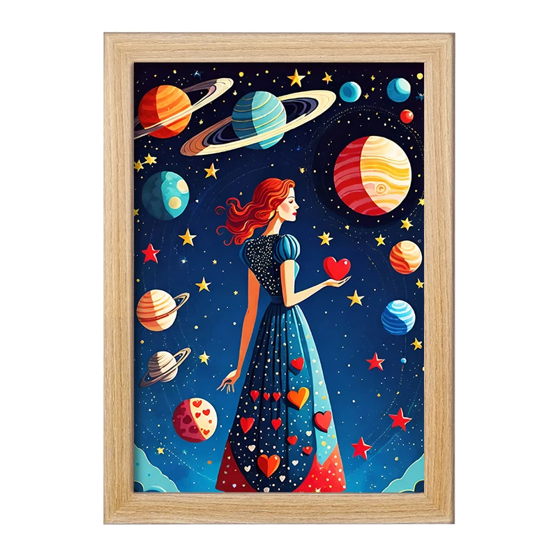 تابلو خندالو مدل دختر و کهکشان کد F5131