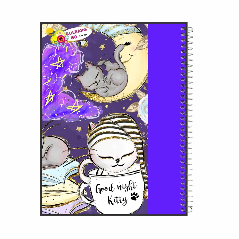 دفتر مشق 60 برگ گلبرگ طرح دخترانه گربه کد 492