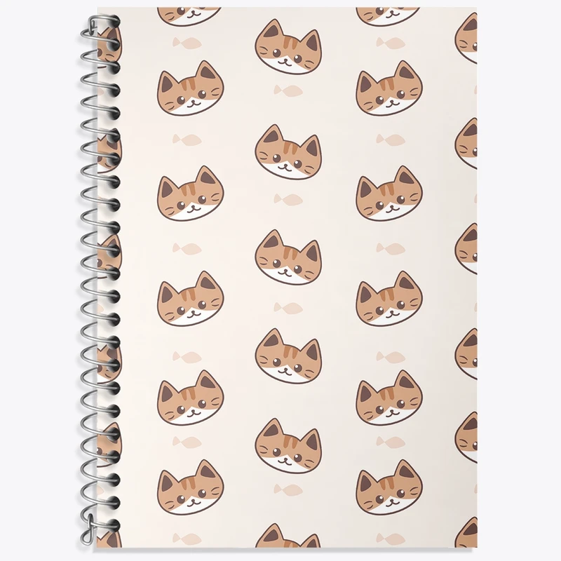 دفتر زبان 50 برگ خندالو مدل دو خط طرح گربه (Cat) کد N449