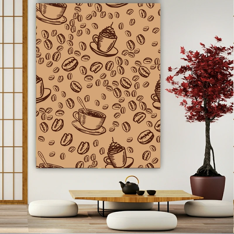 تابلو بوم طرح مخمل دانه قهوه کد FP105077