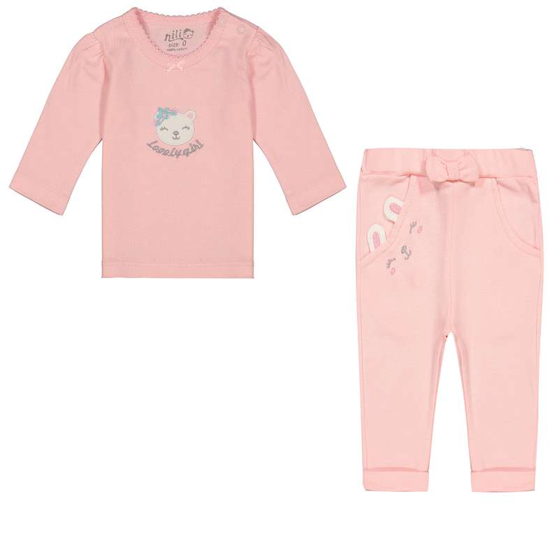 ست تی شرت و شلوار نوزادی نیلی مدل لیانا