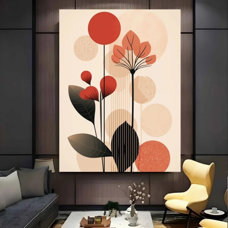 پوستر پارچه ای طرح مخمل  شاخه مدل مینیمال (6) کد BK57915
