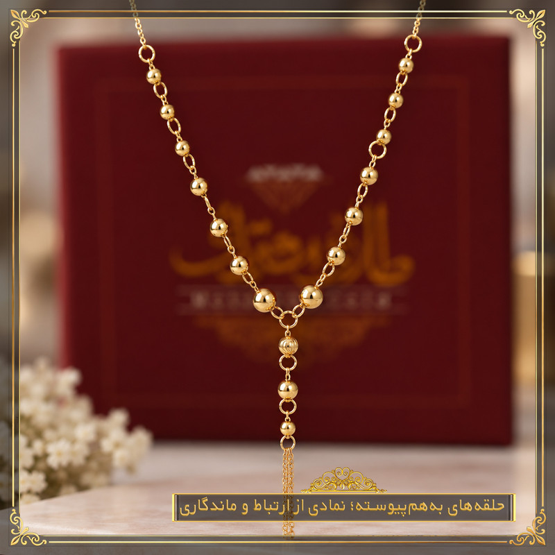  نیم ست طلا 18 عیار زنانه طلای معتمدی مدل کراواتی گوی دار