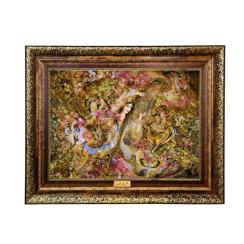 تابلو فرش ماشینی نقش نگار رضوی طرح مینیاتور کد 1515KH