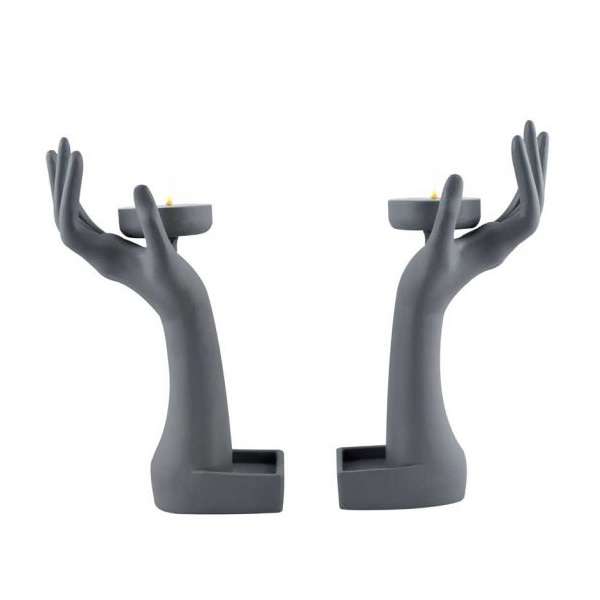 جا شمعی مدل PH-70014-GRAY-MELLISSA مجموعه 2 عددی