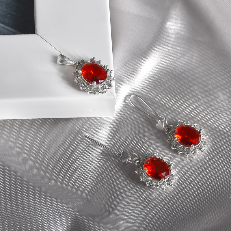 نیم ست نقره زنانه نقره جات لطفی مدل عقیق کد SNSH03