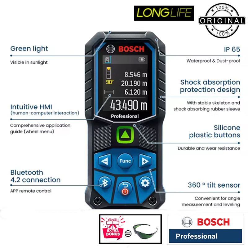 متر لیزری بوش مدل  GLM 50-27 CG Professional Extra Green Glass  برد 50 متر