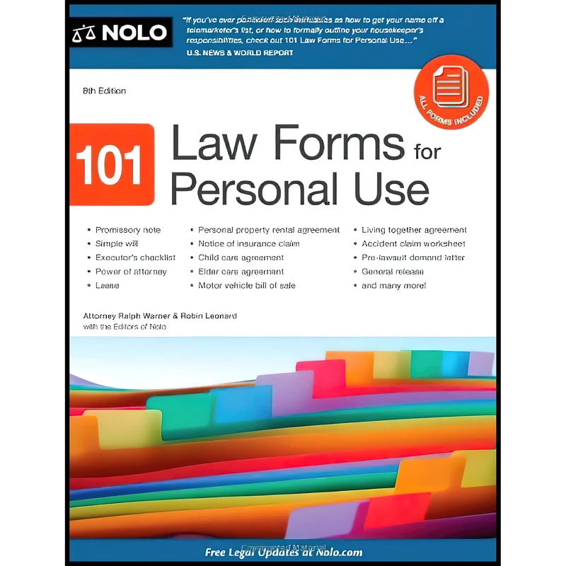 کتاب 101 Law Forms for Personal Use اثر Robin Leonard J.D. and Ralph Warner Attorney انتشارات NOLO