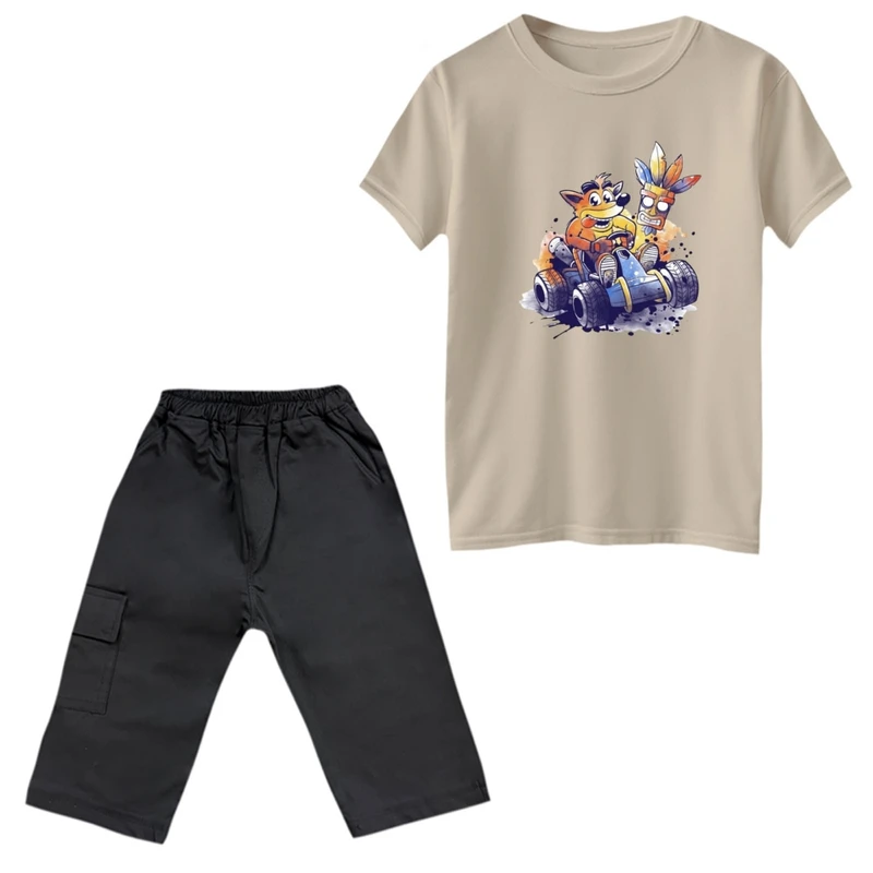 ست تی‌شرت و شلوارک پسرانه مدل کراش کد 7