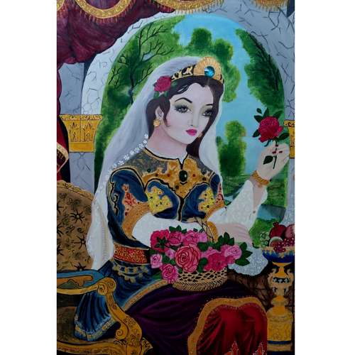 تابلو نقاشی رنگ روغن طرح خاتون کد 1