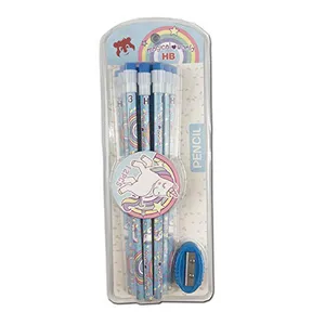 مداد مشکی طرح یونیکورن کد H-6017 بسته 12 عددی به همراه تراش