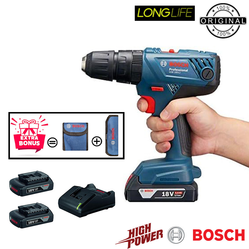 دریل پیچ گوشتی شارژی چکشی بوش مدل GSB 180 Li Professional Extra