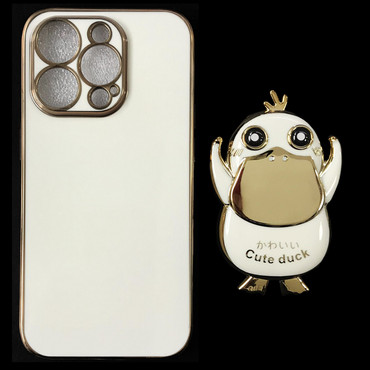 کاور مدل CUTE DUCK مناسب برای گوشی موبایل اپل iphone 14 pro max به همراه پایه نگهدارنده