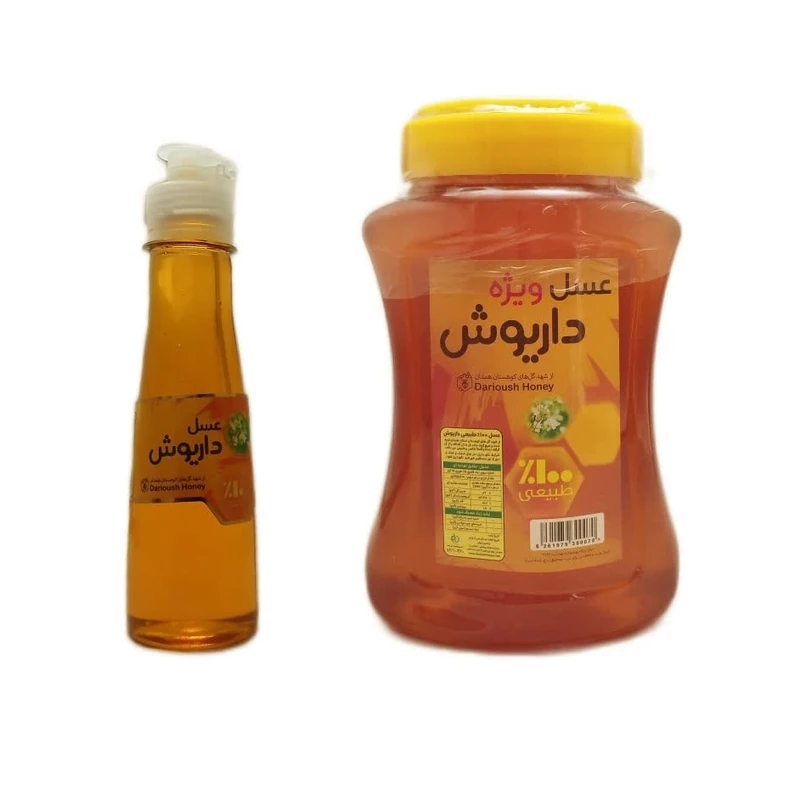 عسل طبیعی عسل داریوش - 1000 گرم به همراه عسل طبیعی عسل داریوش - 240 گرم مجموعه 2 عددی