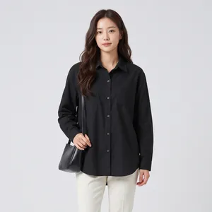 شومیز زنانه آستین بلند مدل مدا 020 coat یقه برگردان از جنس نخ با طرح ساده، دارای 2 جیب و دکمه سرآستین، تنخور معمولی مناسب استفاده روزمره، مهمانی