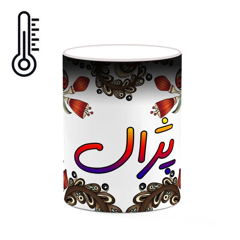ماگ حرارتی کاکتی مدل اسم پژال طرح سنتی گل و بته کد mgh44444