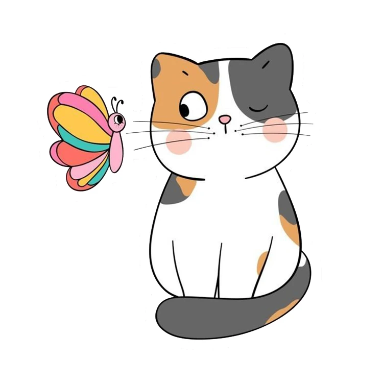 استیکر پارچه و لباس پاد آفرین مدل گربه و پروانه کد DKST140