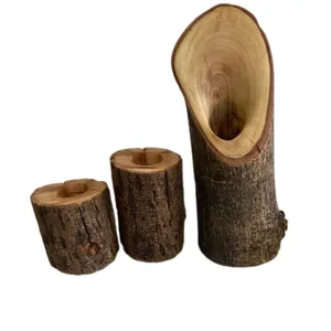 جا شمعی طرح تنه درخت بسته 3 عددی