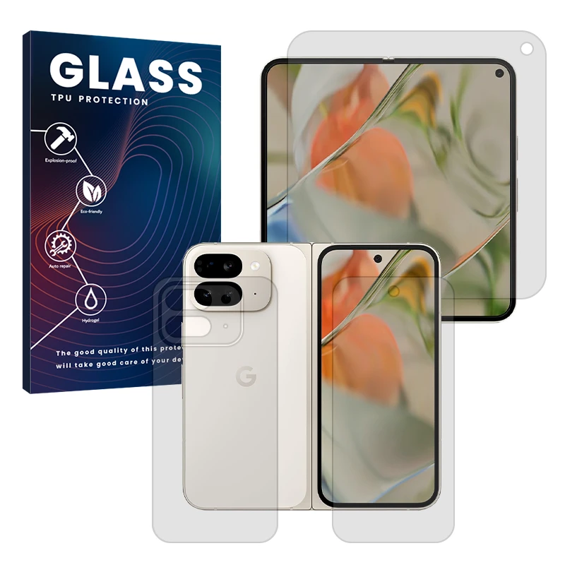 محافظ صفحه نمایش مات گلس مدل Resistant مناسب برای گوشی موبایل گوگل Pixel 9 Pro Fold به همراه محافظ پشت گوشی
