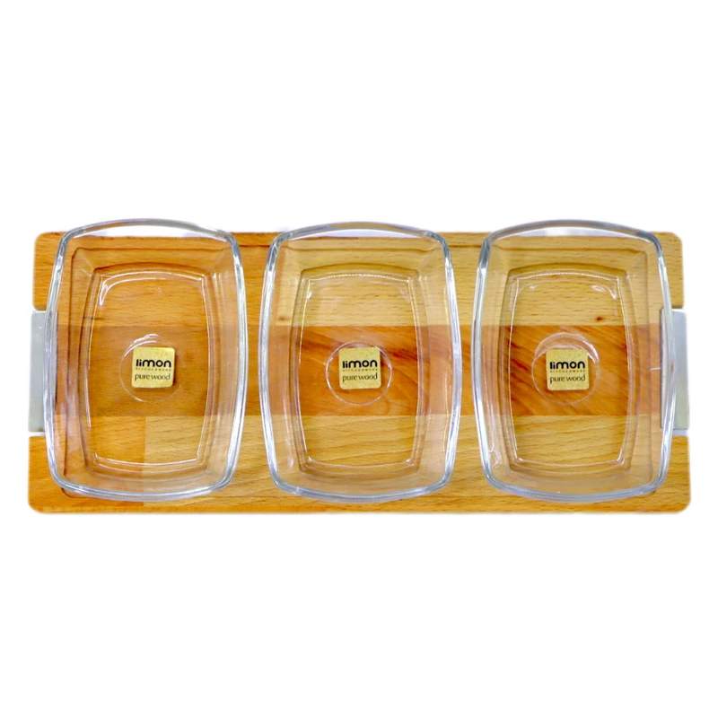 اردو خوری لیمون مدل پایه چوبی کد 2252 مجموعه 3 عددی