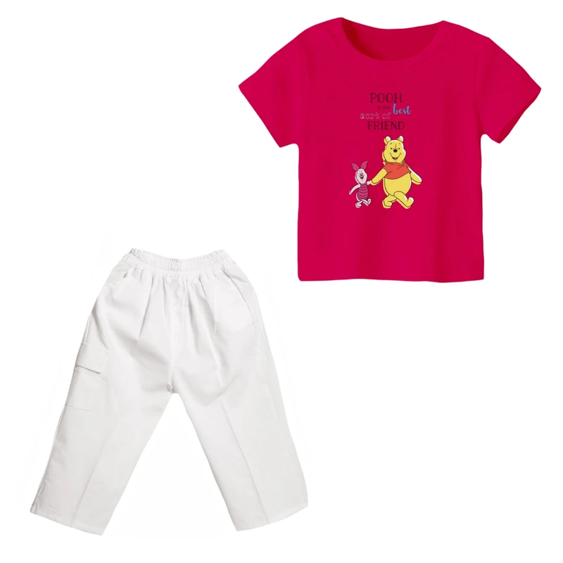 ست تی شرت و شلوارک دخترانه مدل پو کد ۶۳