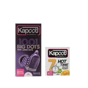 کاندوم خاردار کاپوت مدل BIG DOTS بسته 10 عددی به همراه کاندوم تاخیری کاپوت مدل 7HOT TIME بسته 3 عددی