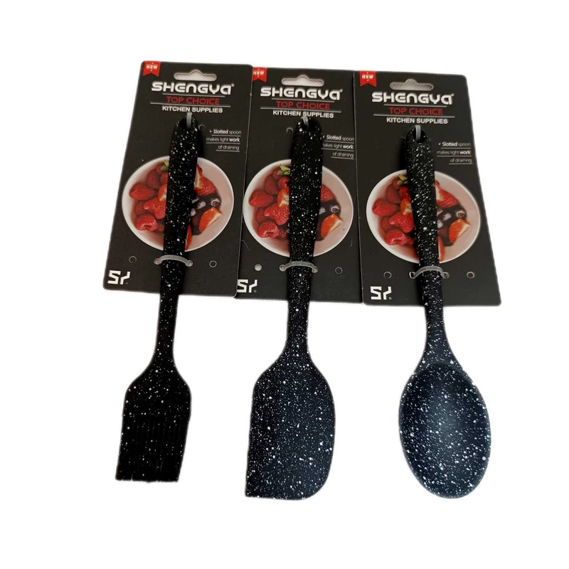 سرویس کفگیر 3 پارچه شنگیا مدل سیلیکونی کهکشانی طرح مینیاتوری 