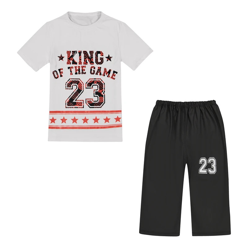 ست تی شرت آستین کوتاه و شلوارک پسرانه مدل king