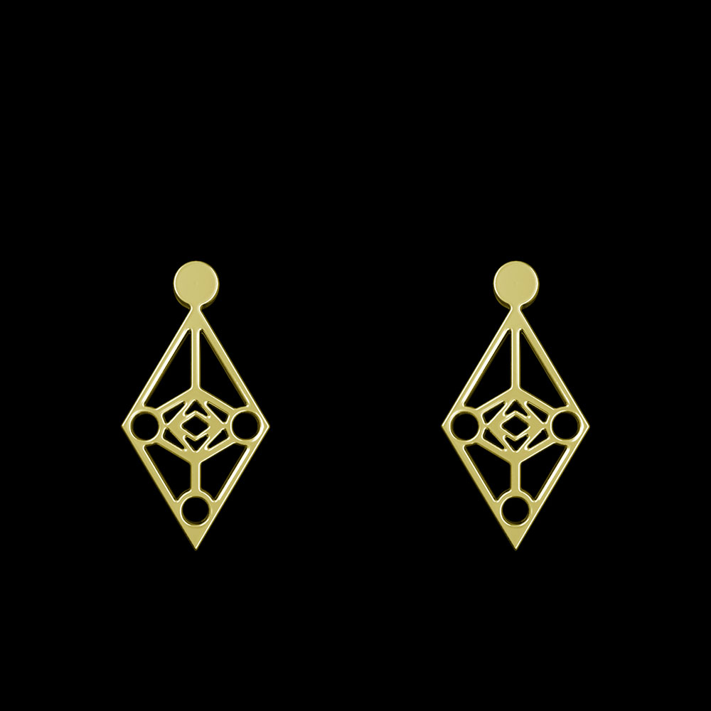 گوشواره طلا 18 عیار زنانه مدوپد مدل لوزی کد GA1-11682