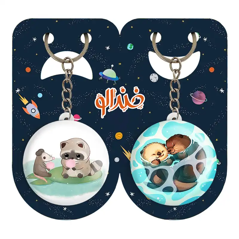 جاکلیدی خندالو مدل سمور آبی و راکون و موش کور حیوانات بامزه کد 2106421058 مجموعه 2 عددی