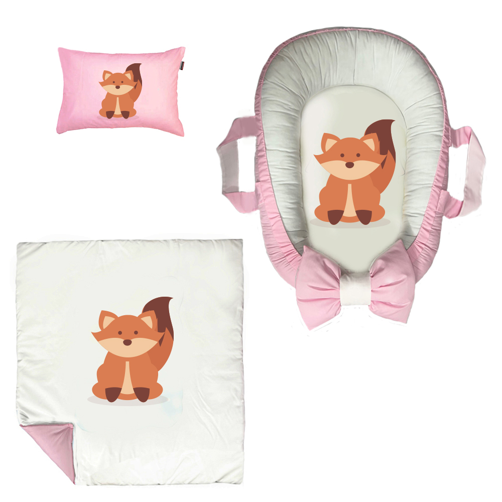 سرویس خواب سه تکه نوزاد مدل گارد محافظ دار طرح کیتی کد 080