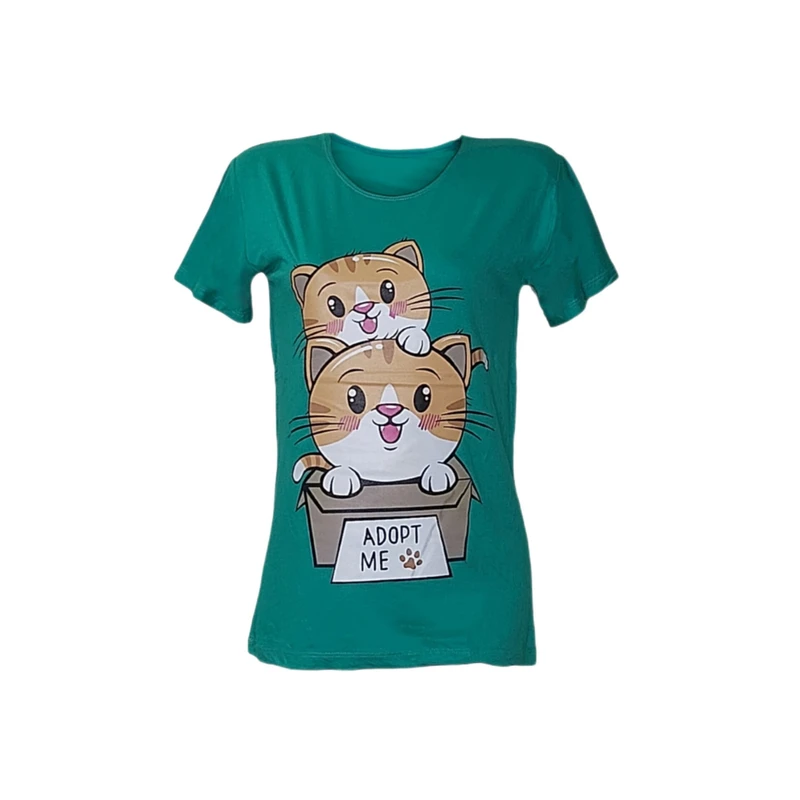 تی شرت آستین کوتاه زنانه مدل ویسکوزطرح گربه 4
