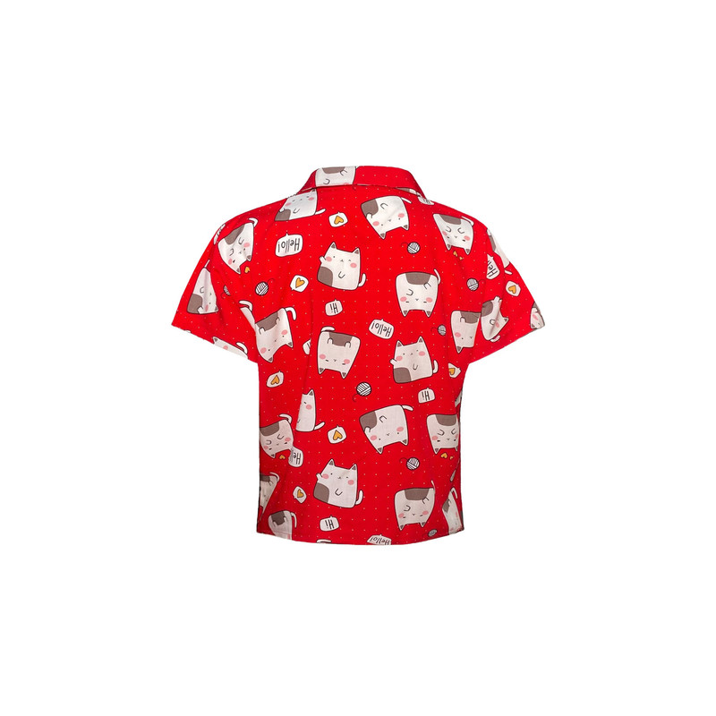 شومیز آستین کوتاه زنانه مدل گره ای گربه کد 9564