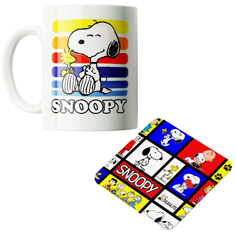 ماگ پاد آفرین مدل کارتونی اسنوپی کد PZ275 به همراه زیرلیوانی