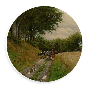 دیوارکوب طرح نقاشی گاوها و منظره جاده روستایی مدل wtb913