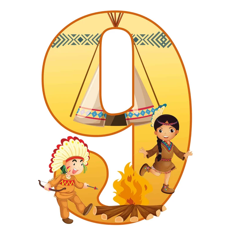  استند رومیزی تولد مدل عدد 9 طرح سرخپوست کد 1192