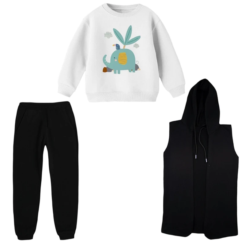 ست 3 تکه لباس راحتی بچگانه مدل حیوانات کد 1