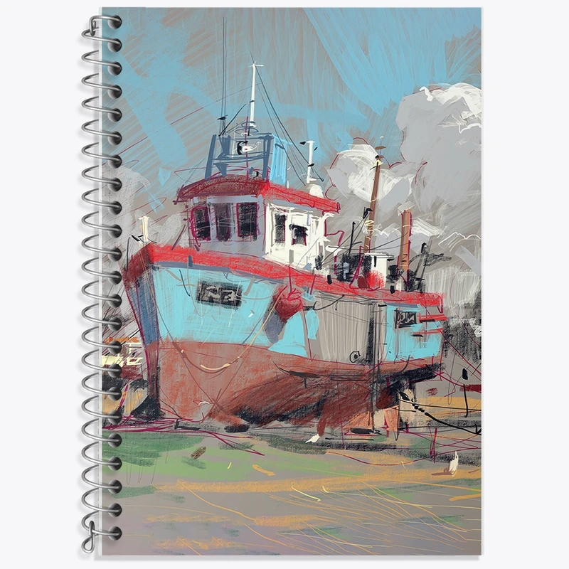 دفتر زبان 50 برگ خندالو مدل سه خط طرح قایق کد F1176