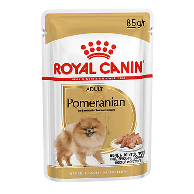 غذای پوچ سگ بالغ رویال کنین مدل Pomeranian adult وزن 85 گرم