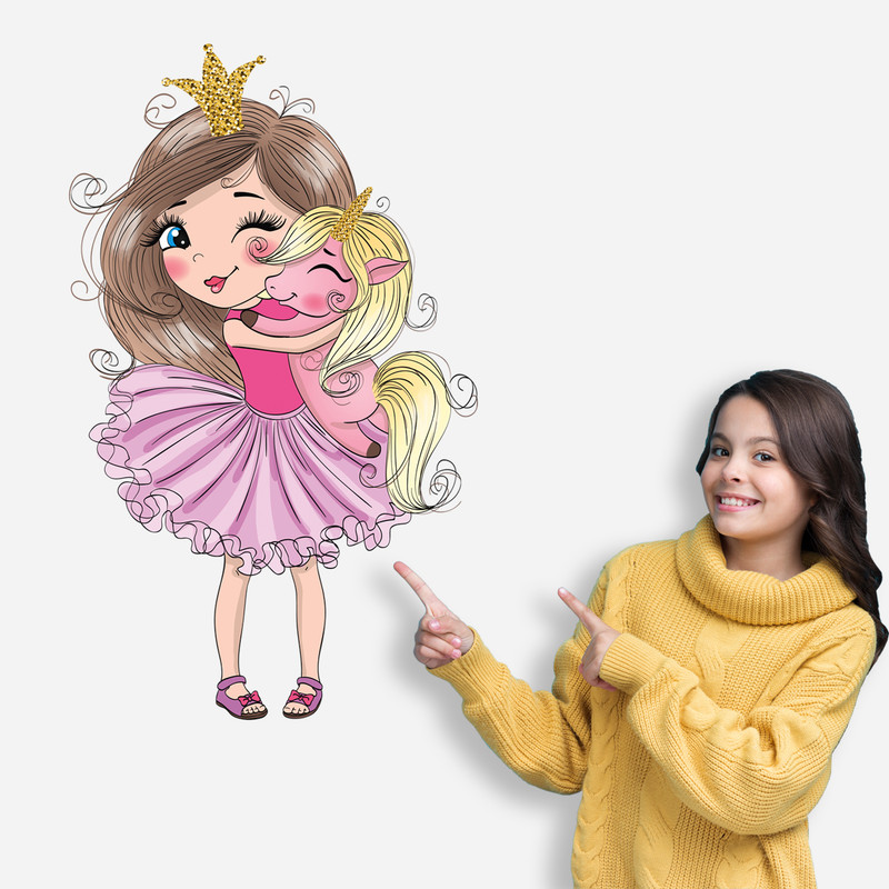 استیکر دیواری کودک مدل دختر تاجدار