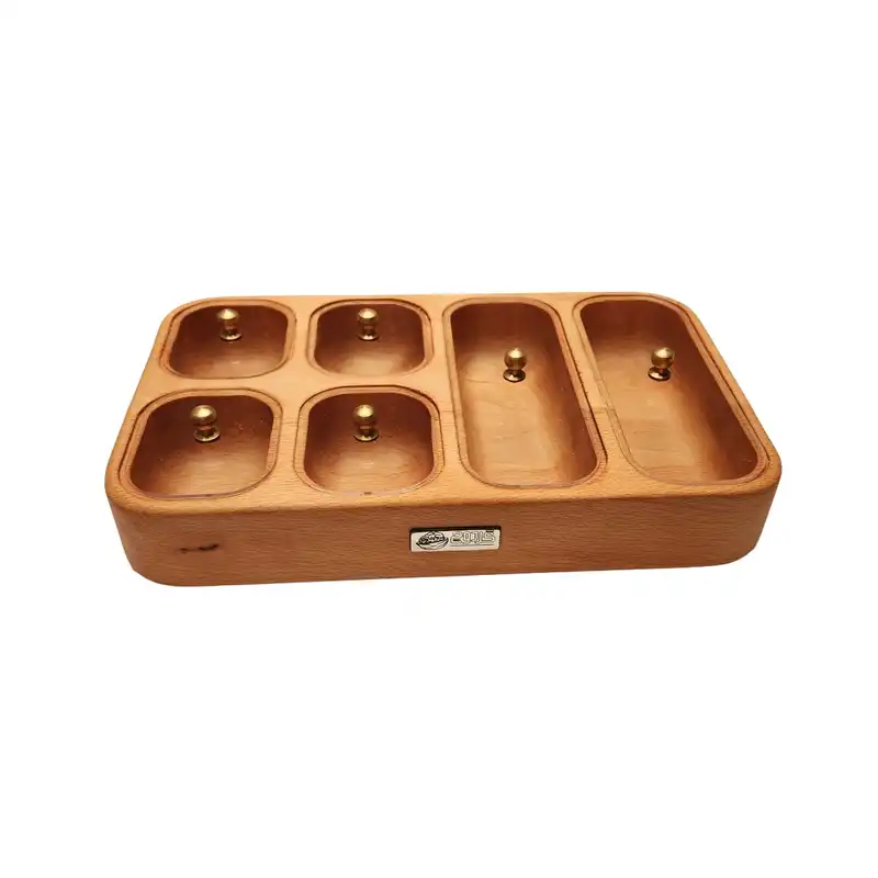 ظرف چوبی گردوچ مدل  6 خونه درب دار کد LT - 2112