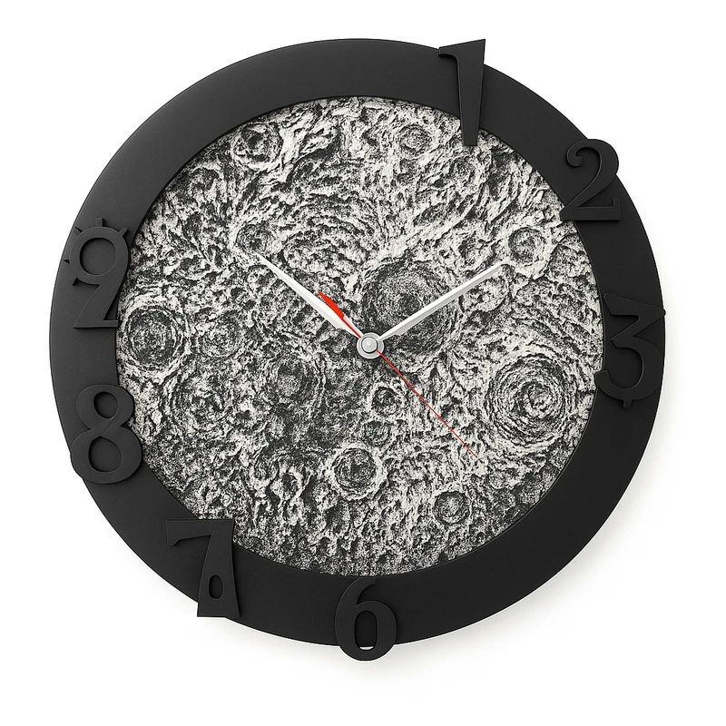 تابلو نوری بکلیت طرح ساعت کهکشان کره ی ماه مدل W-S1699 فریم مشکی