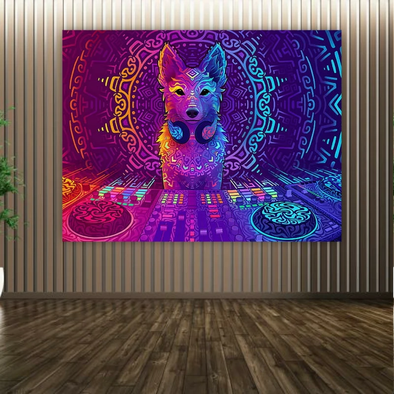 پوستر پارچه ای طرح موسیقی مدل روباه dj کد PP1503