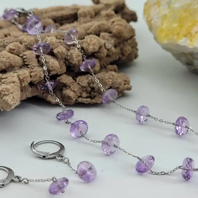 ست زنانه مدل سنگ آمیتیست جواهری کد 2009