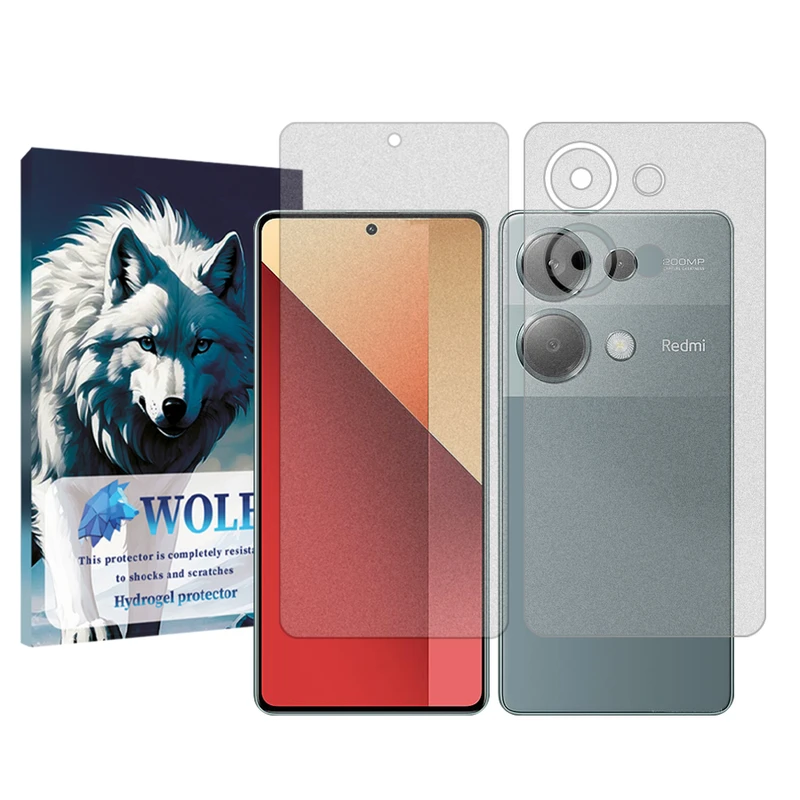 محافظ صفحه نمایش مات ولف مناسب برای گوشی موبایل شیائومی  Redmi Note 13 Proبه همراه محافظ پشت گوشی