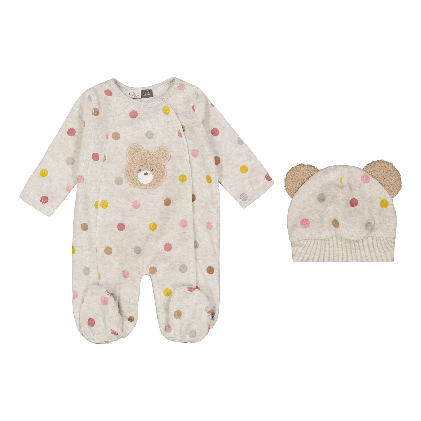 سرهمی نوزادی ایندیگو مدل کوکی کد 24109 به همراه کلاه -  - 1