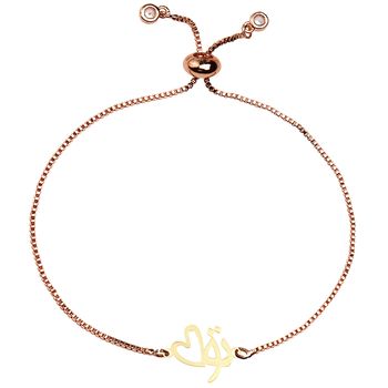 دستبند طلا 18 عیار زنانه کرابو طرح تو و قلب مدل Kr2470