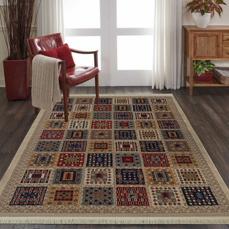 گلیم ماشینی جزیره طرح سرامیکی دستار گلیم ماشینی جزیره طرح سرامیکی دستار