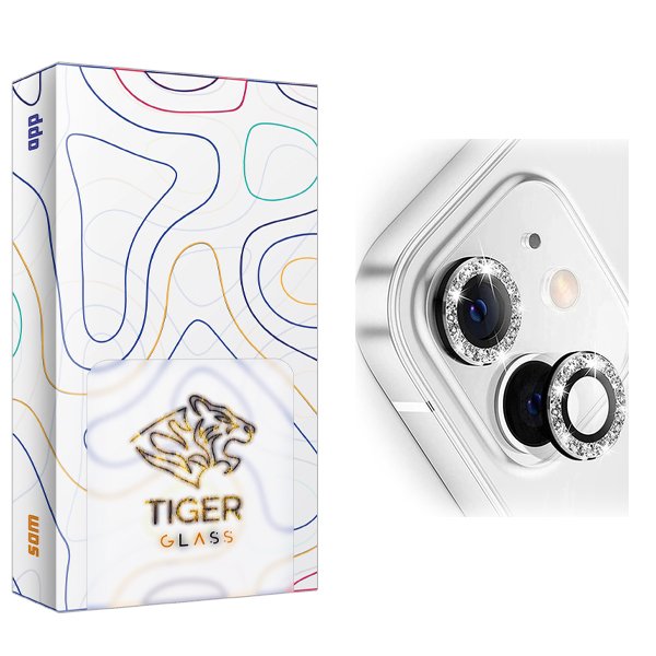 محافظ لنز دوربین تایگر گلس مدل APL2 رینگی نگین دار مناسب برای گوشی موبایل اپل iPhone 12 / 12 Mini