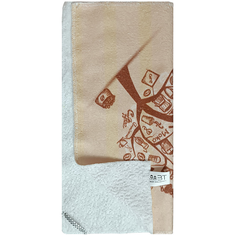دستمال نظافت آشپزخانه بی تی مدل میکروفایبر طرح درخت قهوه کد 30x30W234 بسته 3 عددی